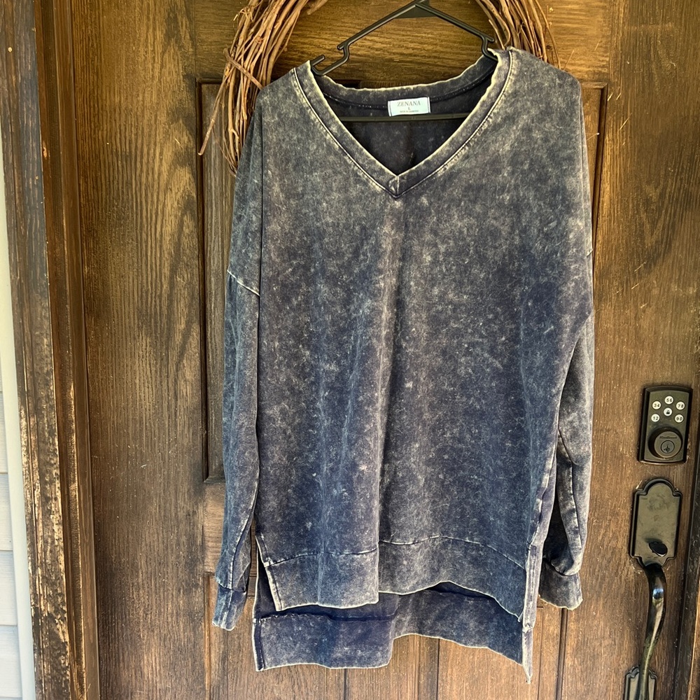 Zenana Outfitters Washed Charcoal Pullover